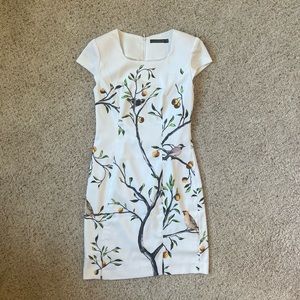 Kornkan Sheath Bird and Tree Pattern Dress